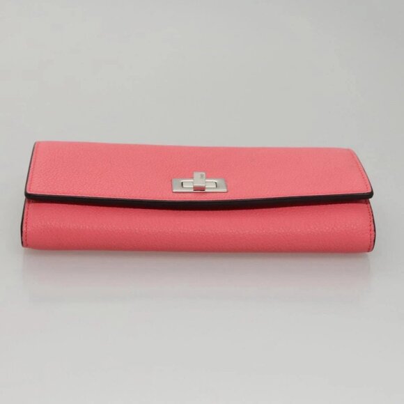 FENDI Peek A Boo Long Wallet Leather Pink 8M0427 - Picture 6 of 16